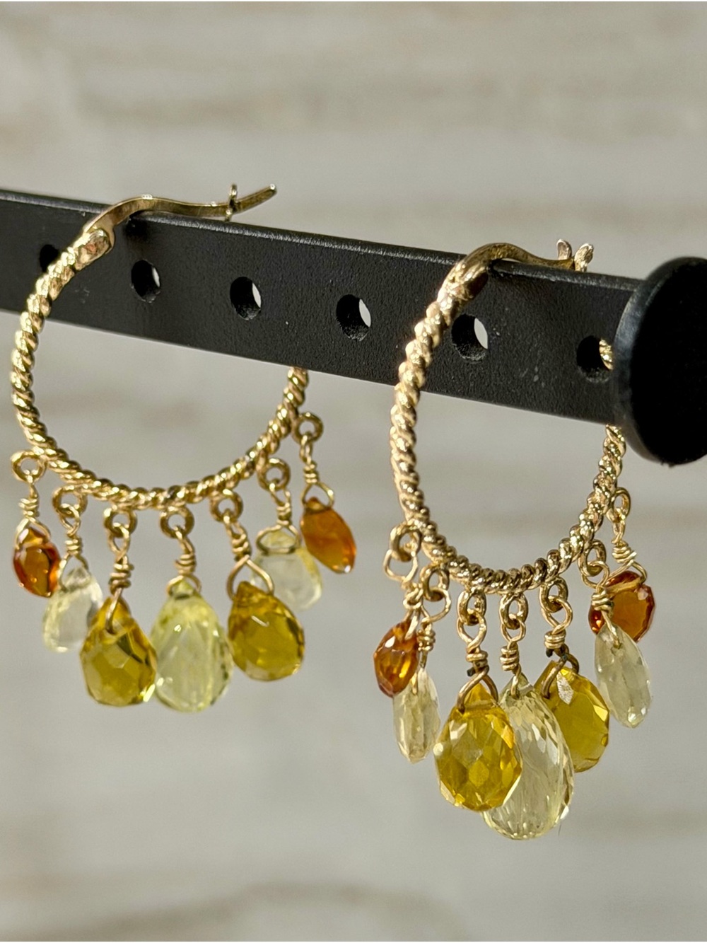 Twisted Hoop Gemstone Earrings